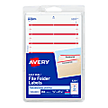Avery® File Folder Labels On 4" x 6" Sheet With Easy Peel, 5201, Rectangle, 2/3" x 3-7/16", White With Red Color Bar, Pack Of 252 Labels 1 thumbnail image