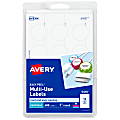 Avery® Removable Multipurpose Labels, 5410, Round, 1" Diameter, White, Pack Of 600