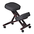 WorkSmart Kneeling Chair - Black Memory Foam Seat - Mahogany Wood Frame - Memory Foam