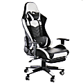 GameFitz Ergonomic Faux Leather Gaming Chair, Black/White