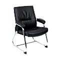Lorell® Bridgemill Executive Bonded Leather Guest Chair, Black