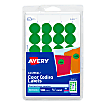 Avery® Removable Color-Coding Labels, 5463, Round, 3/4" Diameter, Green, Pack Of 1,008