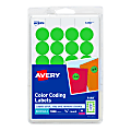 Avery® Removable Color-Coding Labels, 5468, Round, 3/4" Diameter, Neon Green, Pack Of 1,008