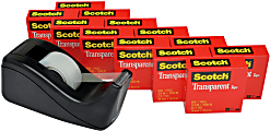 Scotch® Transparent Tape with Dispenser, 3/4 in. x 1000 in., 12 Tape Rolls, 1 Tape Dispenser, Back to School Supplies and College Essentials 1 thumbnail image