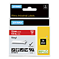 DYMO® Rhino Vinyl Label Tape, 1/2" x 18", White/Red