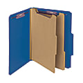 Smead® Classification Folders, Pressboard With SafeSHIELD® Fasteners, 2 Dividers, 2" Expansion, Letter Size, Dark Blue, Box Of 10