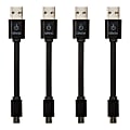 CableLinx Value Pack USB-to-Micro USB Cables, 3.5", Black, Pack Of 4 Cables, USB4PK-001-JIC-4M