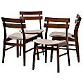 Baxton Studio Devlin Dining Chairs, Light Beige/Walnut, Set Of 4 Chairs