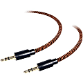 Tough Tested 6FT. Braided Fabric Cable 3.5MM Aux. - 6 ft Mini-phone Audio Cable for Audio Device - First End: 1 x Mini-phone Male Audio - Second End: 1 x Mini-phone Male Audio - Shielding - Gold Plated Connector - Black, Orange 1 thumbnail image