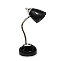 LimeLights Flossy Organizer Desk Lamp with Charging Outlet Lazy Susan Base, Black