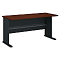 Bush Business Furniture Office Advantage 60"W Computer Desk, Hansen Cherry/Galaxy, Premium Installation