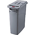 Rubbermaid Commercial Slim Jim Confidential Document Container w/Lid - External Dimensions: 11"x 22" Depth x 25" - 16 gal - Lid Lock Closure - Gray - 1 thumbnail image