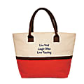 The Master Teacher Live, Laugh, Love Jute Tote, Red/Natural