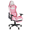 GameFitz Ergonomic Faux Leather Gaming Chair, Pink/White
