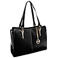 McKleinUSA® M Series GLENNA Leather Shoulder Tote With 9” x 10” Tablet Compartment, 16 3/4"H x 5"W x 12"D, Black 1 thumbnail image