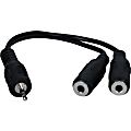 QVS 6inch 2.5mm Mini-Stereo Male to Two 3.5mm Female Speaker Splitter Cable - 6" BNC/Mini-phone Audio Cable for MP3 Player, PDA, iPod, Headset, Speaker, CD Player, Microphone, Walkman - First End: 1 x 2.5mm Male Audio - Second End: 2 x 3.5mm Female Audio
