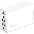 j5create® JUP50 40W 5-Port USB Super Charger, White 1 thumbnail image