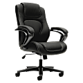 HON® Basyx Ergonomic Bonded Leather Fixed Arm Executive Chair, Black