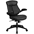 Flash Furniture Leather Mid-Back Chair, Black