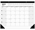 Office Depot® Brand Large Monthly Desk Pad Calendar, 22" x 17", White, January To December 2019