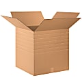 Partners Brand Multi-Depth Corrugated Boxes, 20" x 20" x 20", Scored 18", 16", 14", Kraft, Pack Of 10