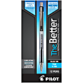Pilot® Better™ Retractable Ballpoint Pens, Fine Point, 0.7 mm, Translucent Black Barrel, Black Ink, Pack Of 12 1 thumbnail image