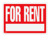 Cosco® "For Rent" Sign With Stake Kit, 16" x 22 1/2", Red/White