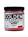 Golden OPEN Acrylic Paint, 8 Oz Jar, Cadmium Red Dark (CP)