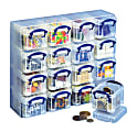 Really Useful Box® Plastic 16-Drawer Storage Box Organizer, Clear/Blue