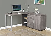 Monarch Specialties 24"W L-Shaped Corner Desk With Cabinet, Dark Taupe 1 thumbnail image
