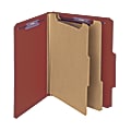 Smead® Pressboard Classification Folders, 2 Dividers, 2" Expansion, 2/5 Cut, Letter Size, 100% Recycled, Red, Pack Of 10