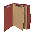 Smead® Pressboard Classification Folders, 2 Dividers, 2" Expansion, 2/5 Cut, Letter Size, 100% Recycled, Red, Pack Of 10