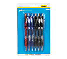 OfficeMax Retractable Gel Pens, Medium Point, 0.7 mm, Black Barrel, Assorted Ink Colors, Pack Of 6 1 thumbnail image