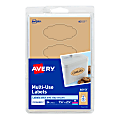 Avery® Permanent Multi-Use Labels, 40151, Oval Scallop, 1-1/8" x 2-1/4", Kraft Brown, Pack Of 24 1 thumbnail image
