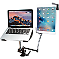 CTA Digital Heavy-Duty Dual Gooseneck Laptop Tablet Clamp Stand - 13" Screen Support - 22 lb Load Capacity