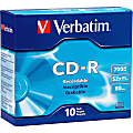 Verbatim AZO CD-R 700MB 52X DataLifePlus with Branded Surface - 10pk Slim Case - 120mm - 1.33 Hour Maximum Recording Time 1 thumbnail image
