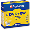 Verbatim® QZ2776 DVD+RW Disc Spindle, Silver, Pack Of 10