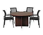Boss Office Products 42" Round Table And Mesh Guest Chairs Set, Mahogany/Black 1 thumbnail image
