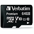 Verbatim™ Premium UHS-I Class 10 MicroSDXC Memory Card With Adapter, 64GB 1 thumbnail image
