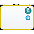 Quartet® Industrial Magnetic Dry-Erase Whiteboard, 36" x 48", Plastic Frame With Yellow Finish