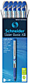 Schneider Slider XB Viscoglide Ballpoint Pens, Extra Bold Point, 1.4 mm, Assorted Barrels, Blue Ink, Pack Of 10