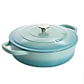Crock-Pot Artisan 2-Piece Enameled Cast Iron Braiser Pan, 5 Quart, Aqua Blue 1 thumbnail image