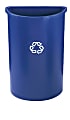 Rubbermaid® Half-Round Plastic Recycling Container, 28" x 21" x 11", 21 Gallons, Blue