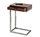 Monarch Specialties Accent Table With Side Drawer, Walnut/Chrome 1 thumbnail image