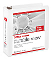Office Depot® Brand Durable Nonglare View 3-Ring Binder, 3" Round Rings, 100% Recycled, White