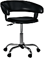 Powell Low-Back Faux Leather Gas-Lift Desk Chair, Black 1 thumbnail image