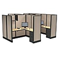 Cube Solutions Commercial-Grade Full-Height L-Shaped Space-Saver Cubicle, Includes Integrated Power, Pod of 4