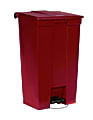 Rubbermaid® Rectangular Plastic Step-On Waste Container, 23 Gallons, 32 1/2" x 19 3/4" x 16 1/8", Red 1 thumbnail image