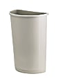 Rubbermaid® Untouchable Half-Round Plastic Trash Container, 28" x 21" x 11", 21 Gallons, Beige 1 thumbnail image