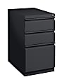 WorkPro® 20”D Vertical 3-Drawer Mobile Pedestal File Cabinet, Black